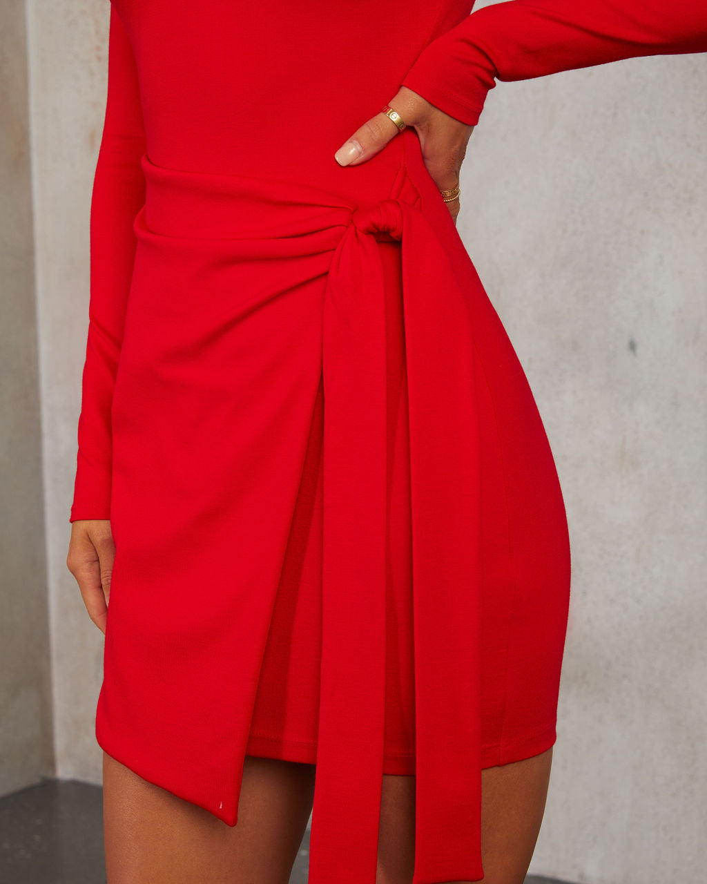 Shaya Long Sleeve Wrap Mini Dress-Vogue Logic