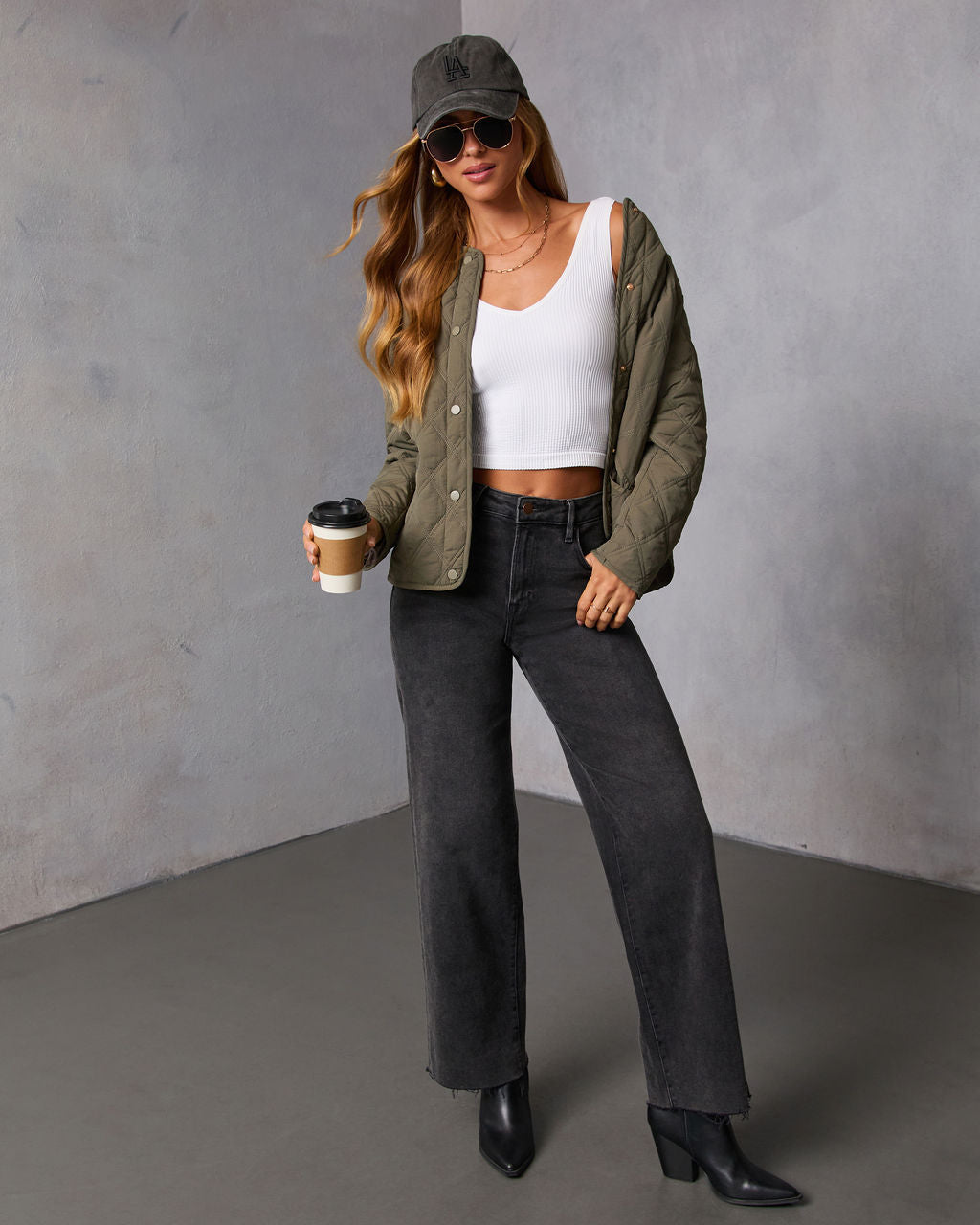 Cozycore Quilted Hooded Twofer Jacket-Vogue Logic