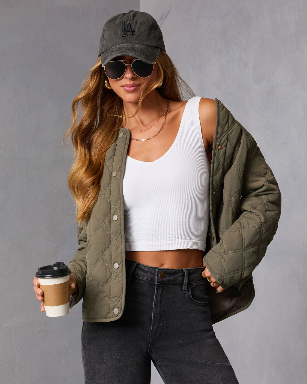 Cozycore Quilted Hooded Twofer Jacket-Vogue Logic