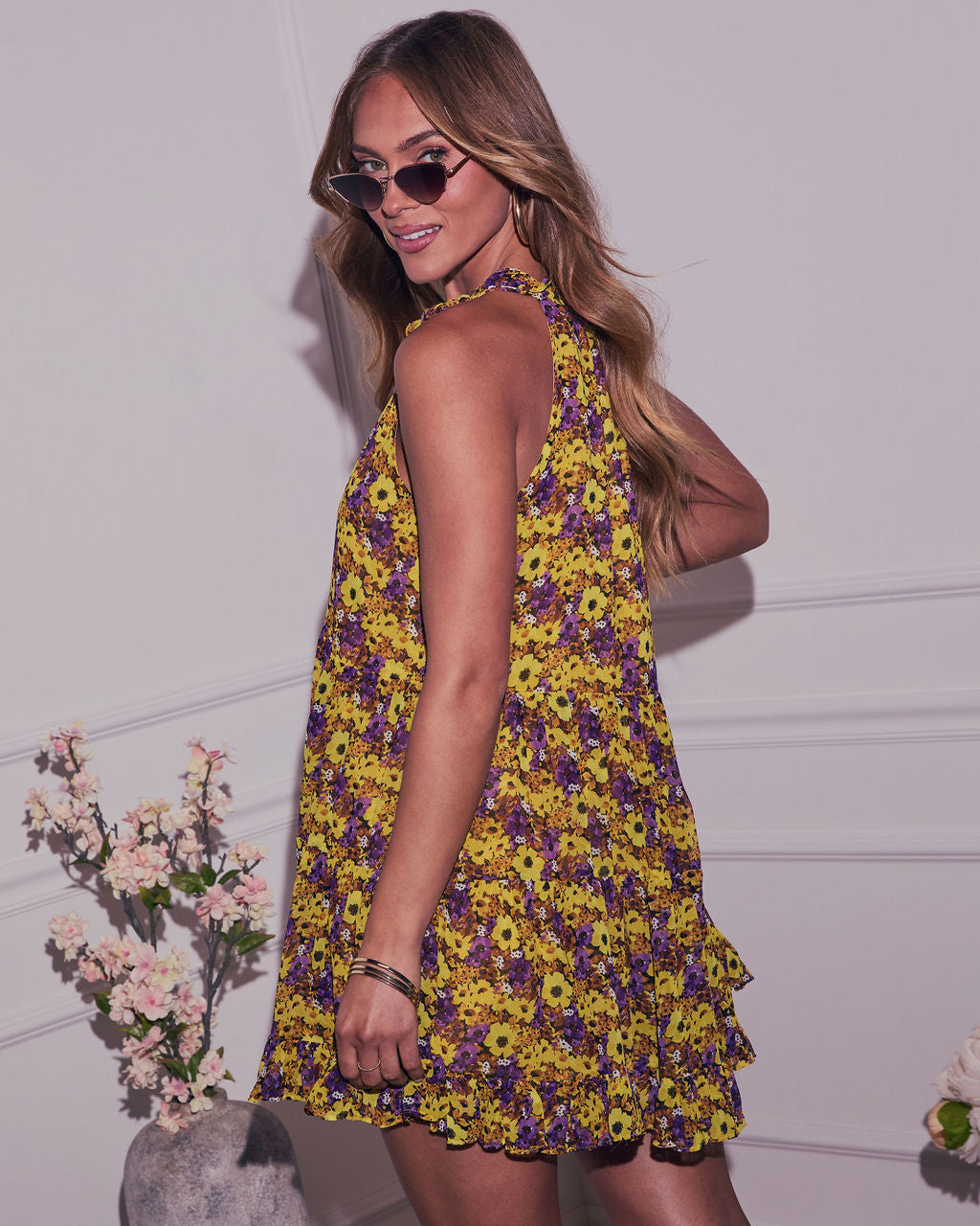 Fresh Pickings Floral Print Mini Dress-Vogue Logic