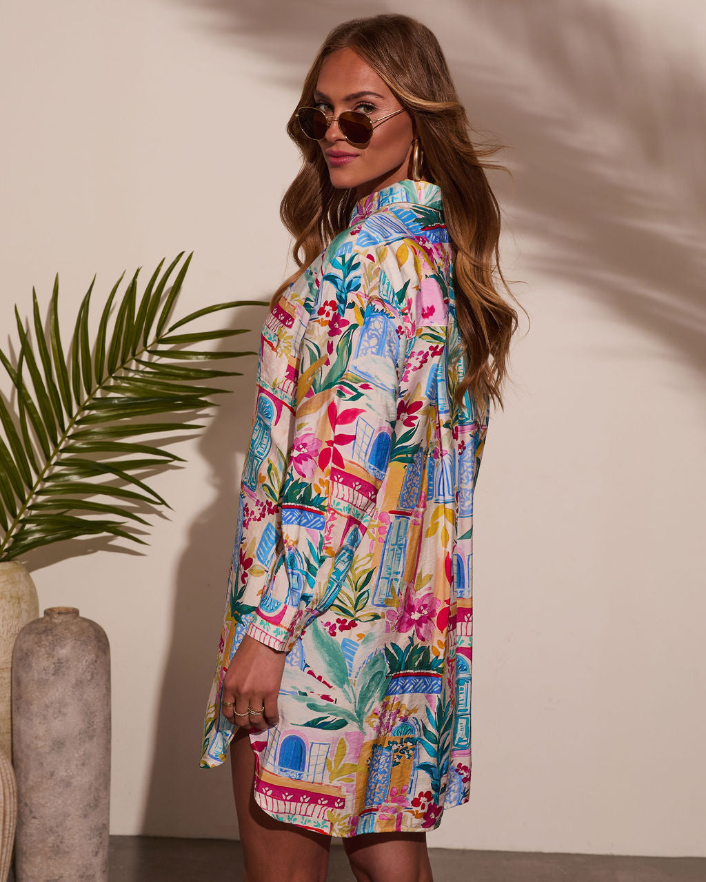 Queen Retro Printed Shirt Dress-Vogue Logic