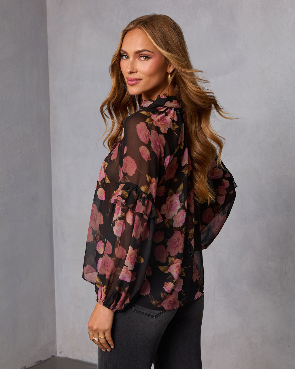 Siana Ruffle Chiffon Top-Vogue Logic