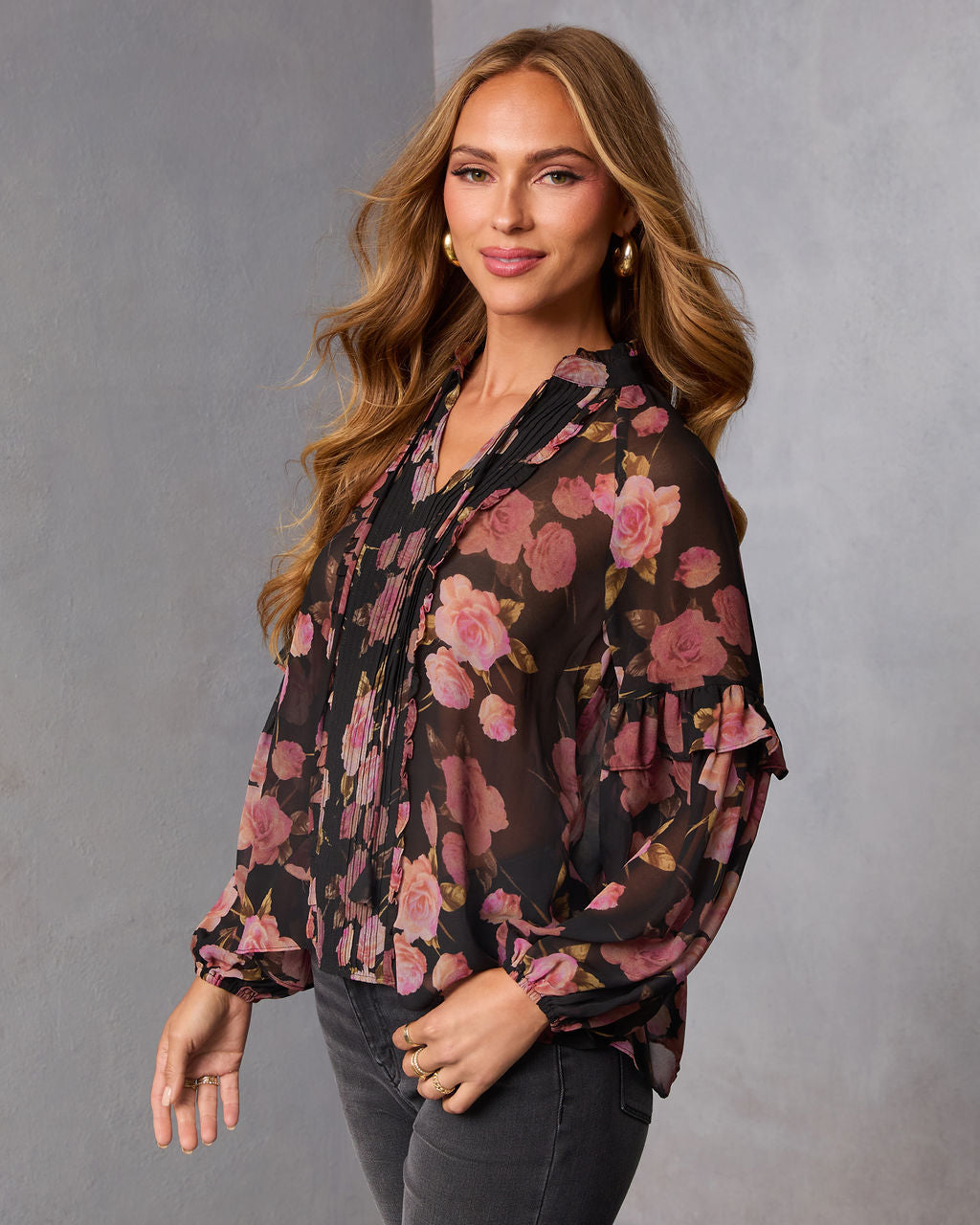 Siana Ruffle Chiffon Top-Vogue Logic