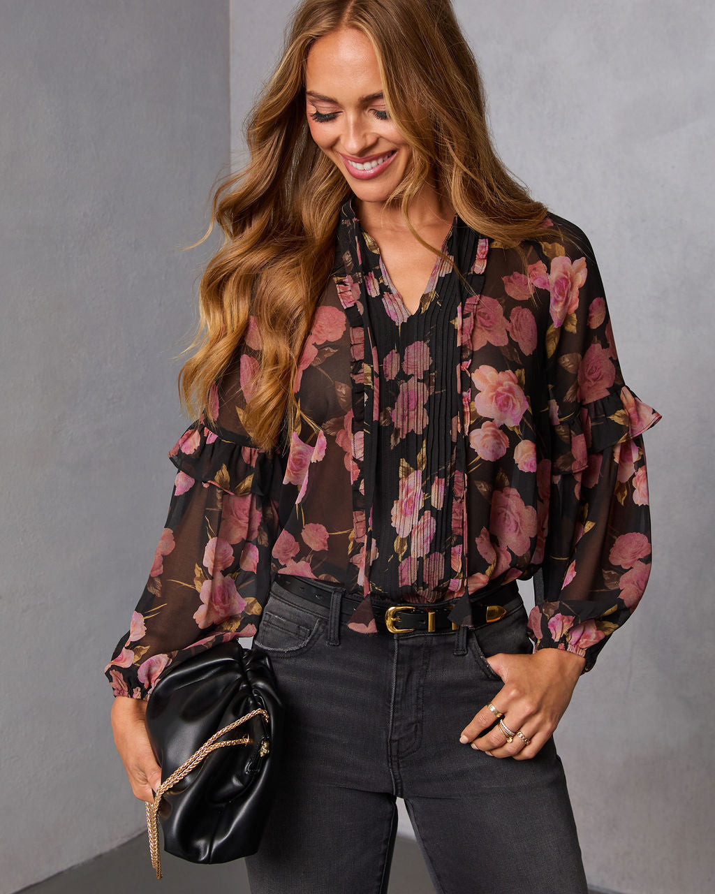 Siana Ruffle Chiffon Top-Vogue Logic