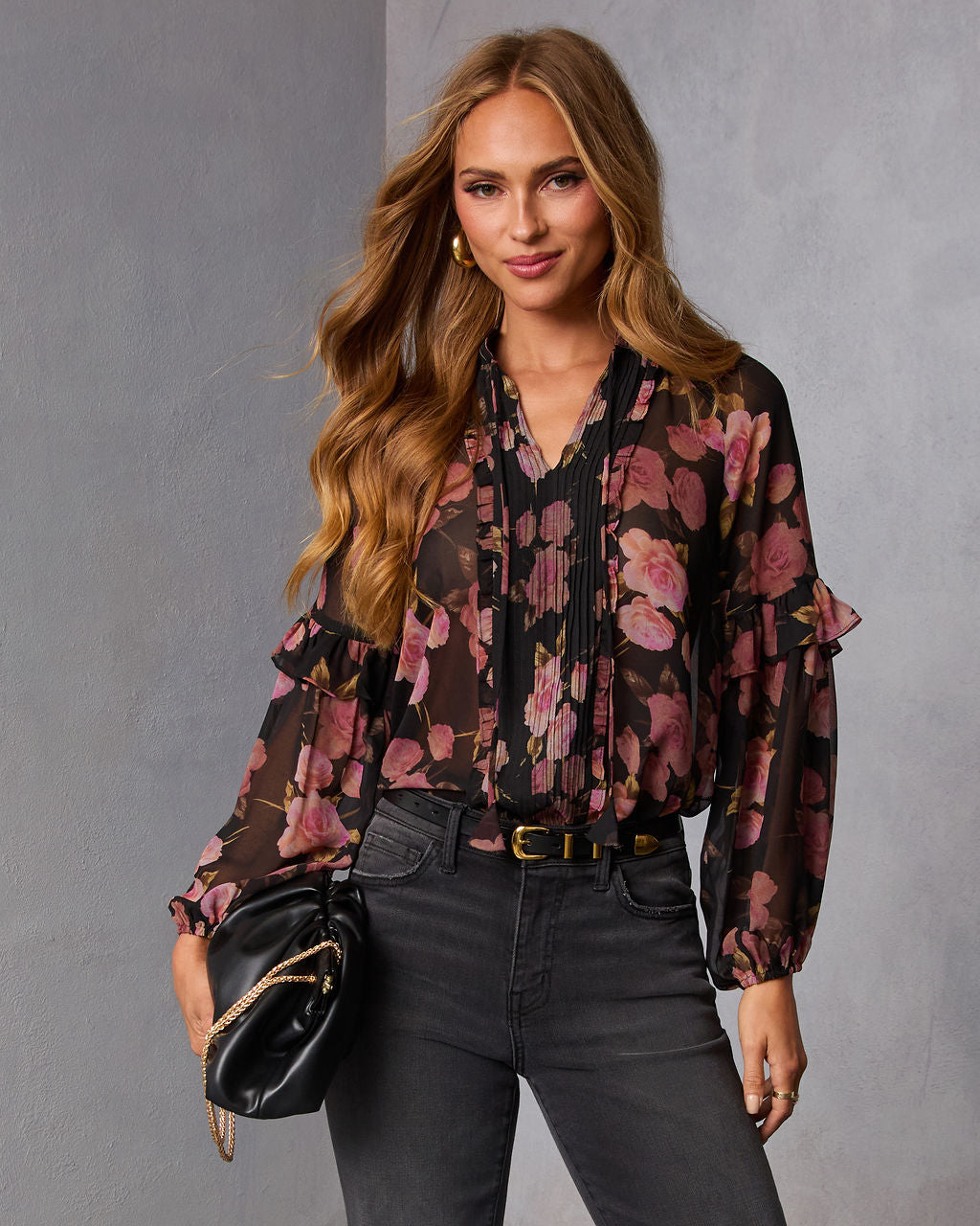 Siana Ruffle Chiffon Top-Vogue Logic