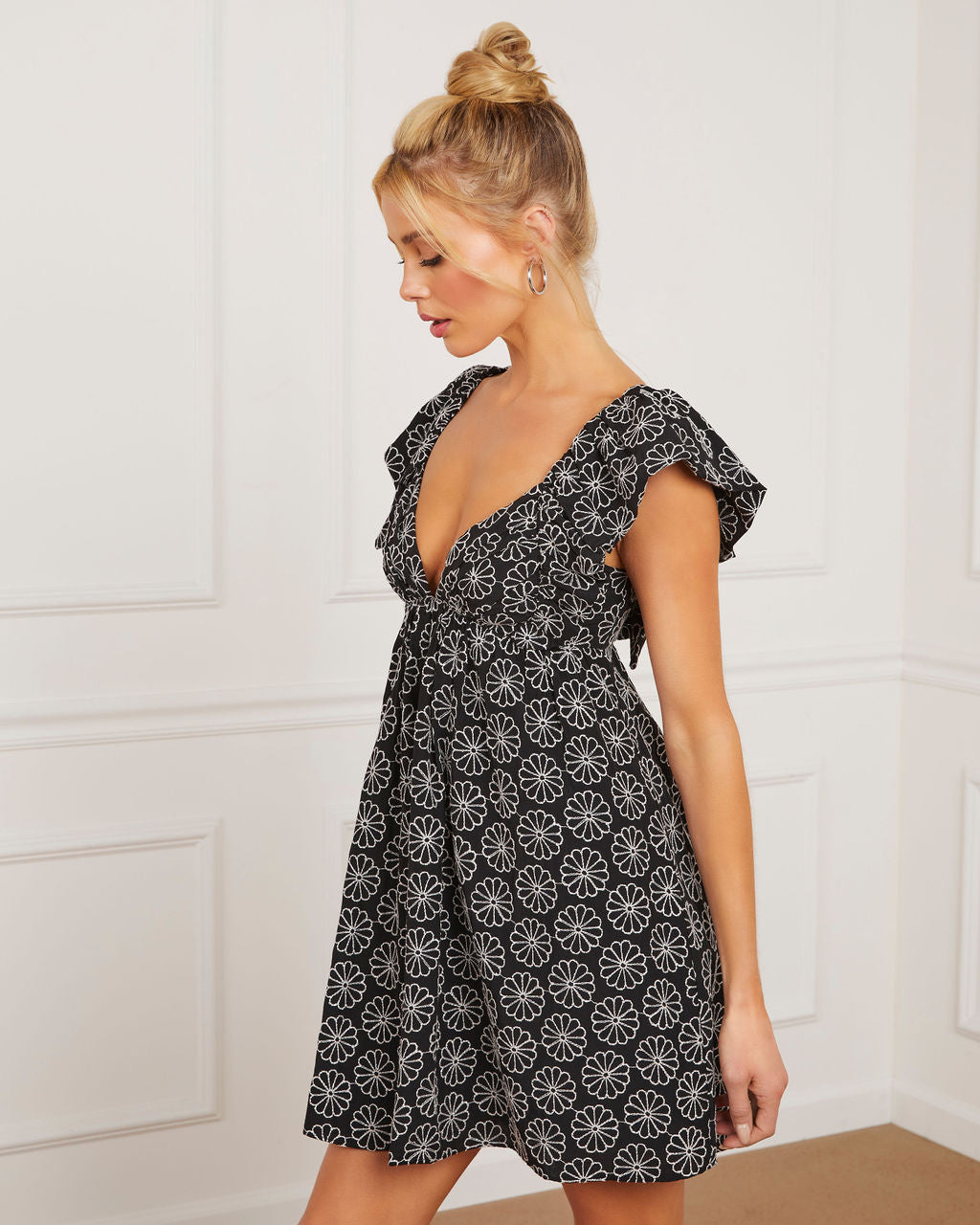 Daniela Gingham Babydoll Mini Dress-Vogue Logic