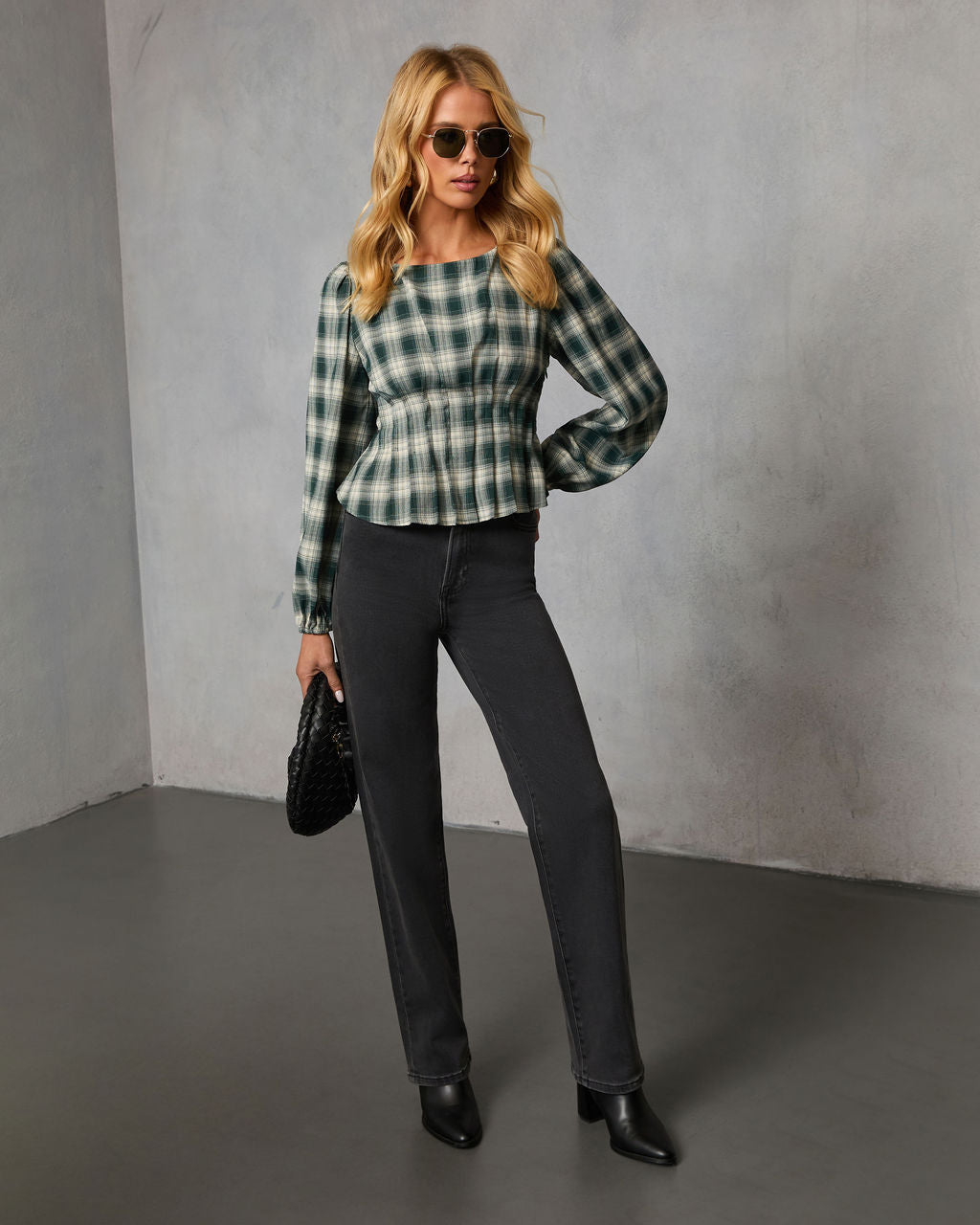 Seasoned Whimsy Plaid Peasant Top-Vogue Logic