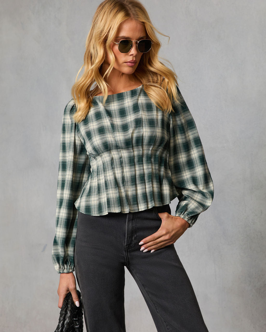 Seasoned Whimsy Plaid Peasant Top-Vogue Logic