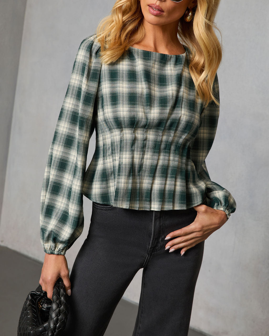 Seasoned Whimsy Plaid Peasant Top-Vogue Logic
