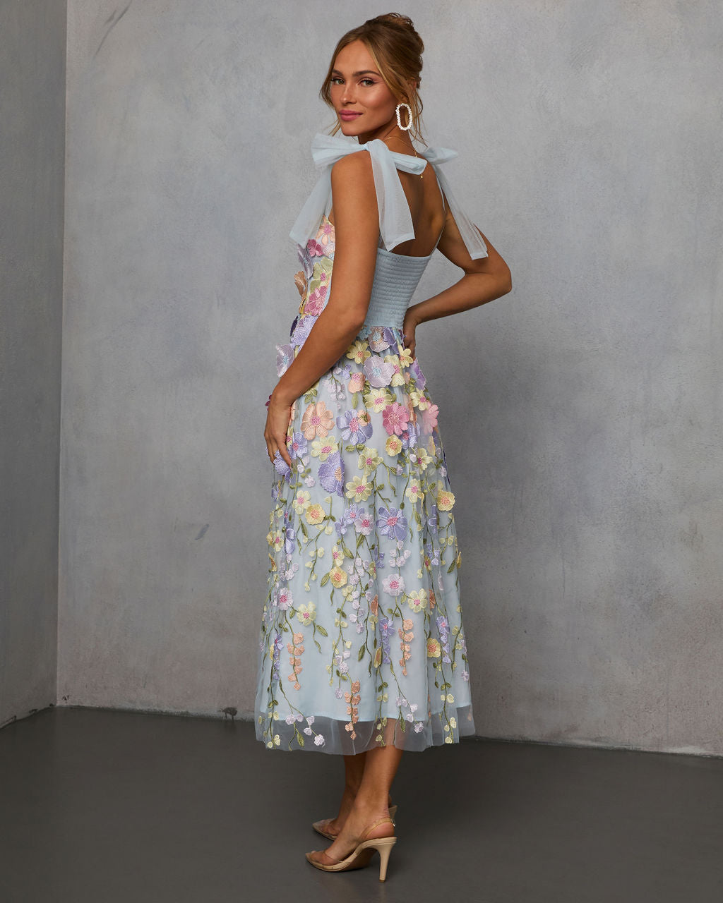 Falling Petals Floral Midi Dress-Vogue Logic