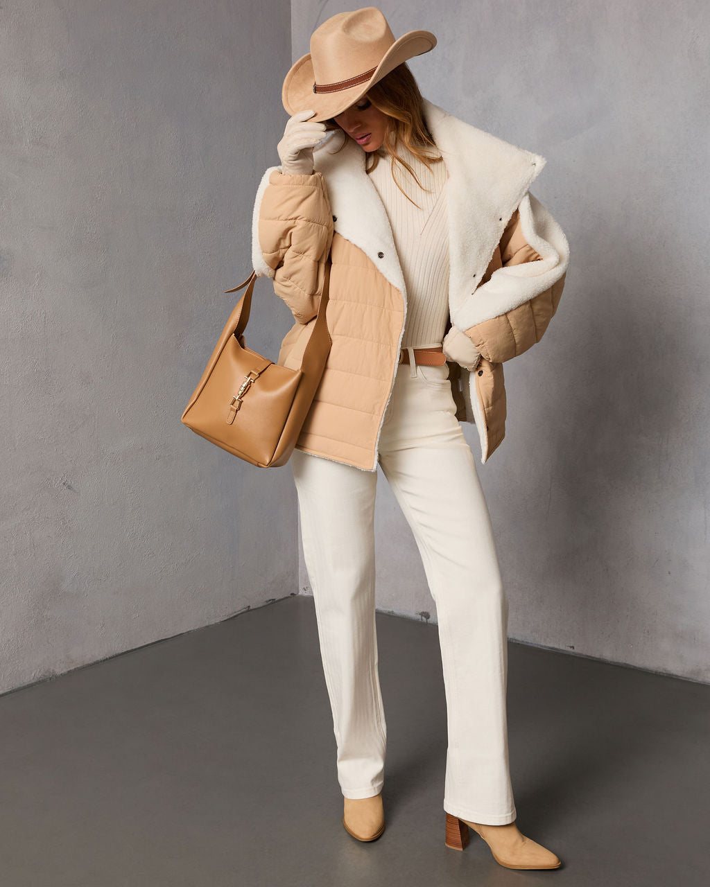 Malrin Sherpa Lined Contrast Puffer Coat-Vogue Logic