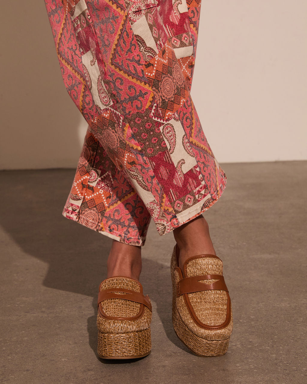 Zariah Straw Platform Loafers-Vogue Logic