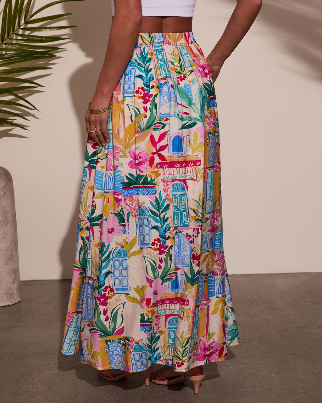 Travel Dreams Flowy Maxi Skirt-Vogue Logic