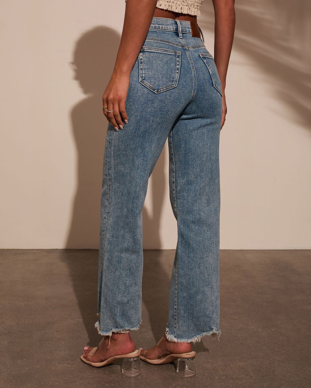 Mandy High Rise Stretch Frayed Relaxed Denim-Vogue Logic