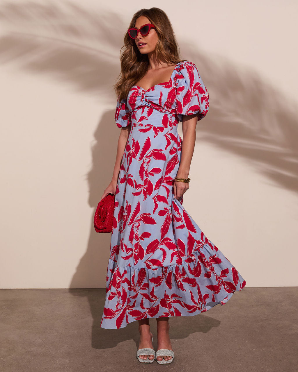 Elisson Floral Puff Sleeve Maxi Dress-Vogue Logic