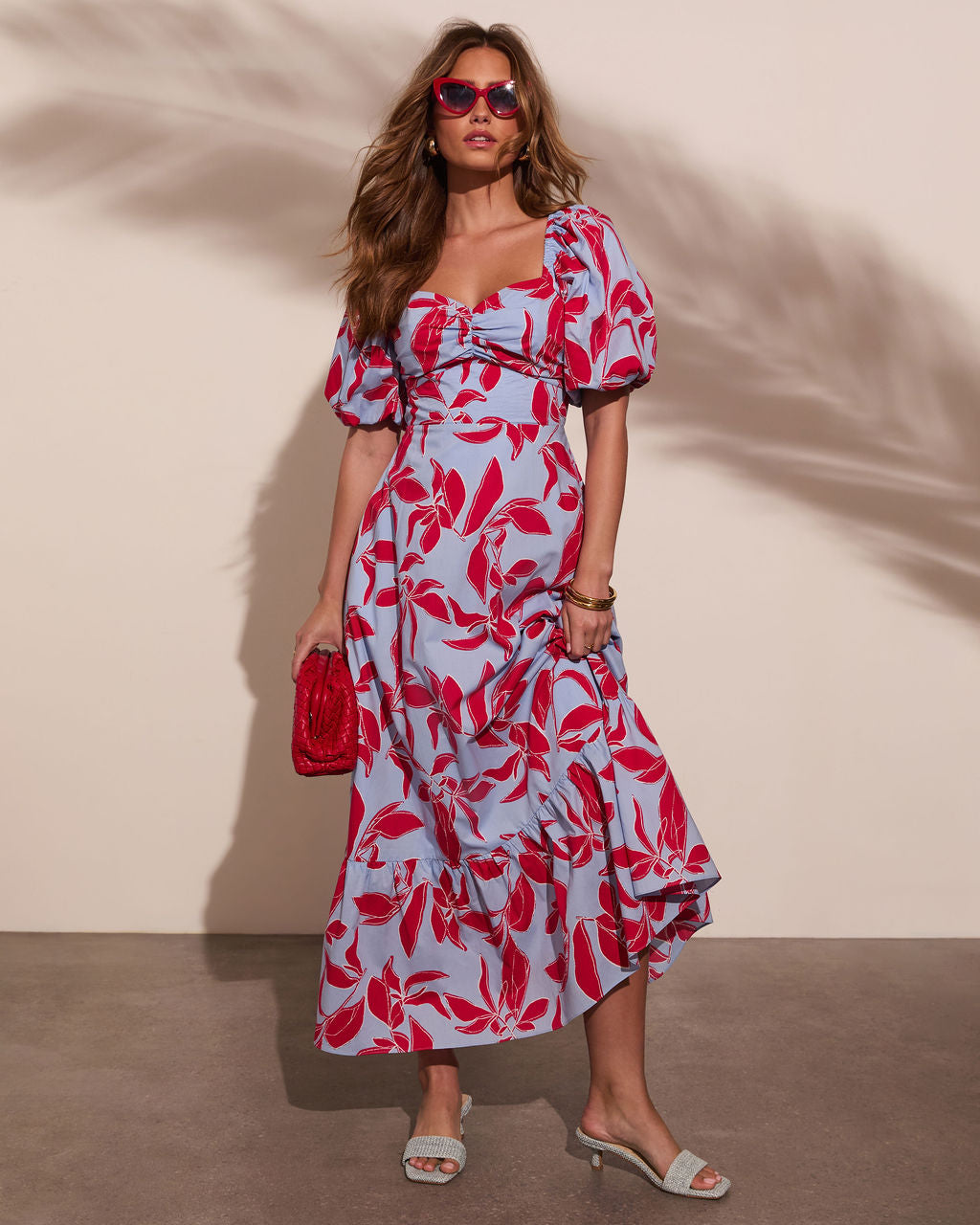 Elisson Floral Puff Sleeve Maxi Dress-Vogue Logic