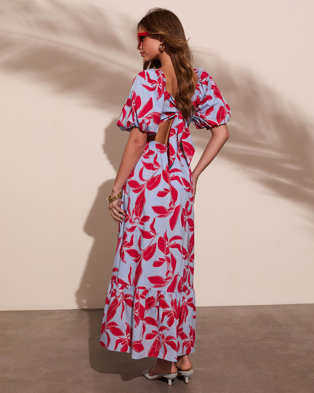 Elisson Floral Puff Sleeve Maxi Dress-Vogue Logic