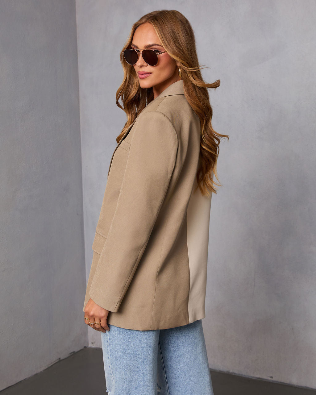 Mulberry Hour Contrast Panel Blazer-Vogue Logic