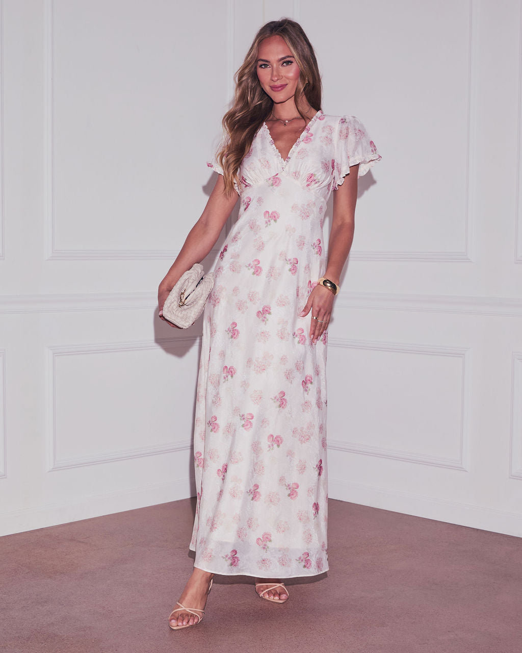 Lorrie Floral Jacquard Maxi Dress-Vogue Logic