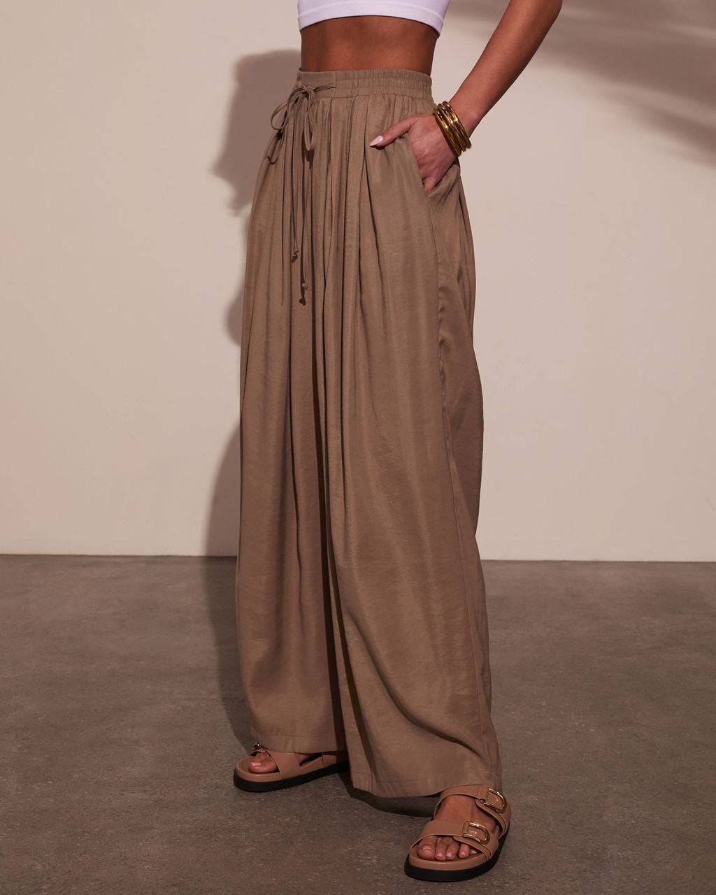 Marlah Pleated Drawstring Pants-Vogue Logic