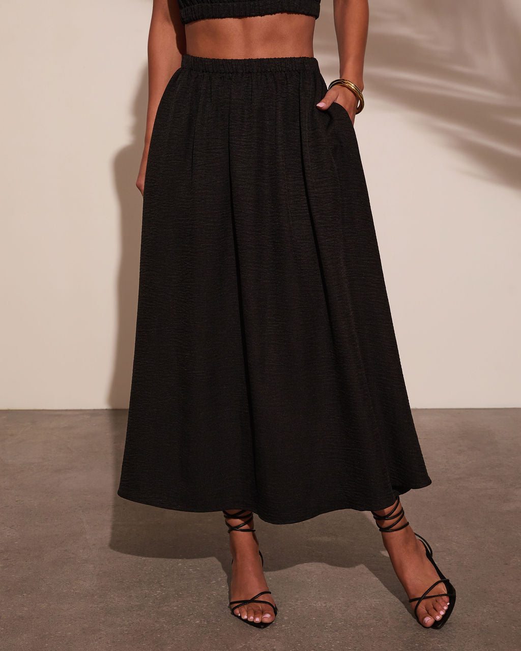 Selangie Pleated Crinkle Maxi Skirt-Vogue Logic
