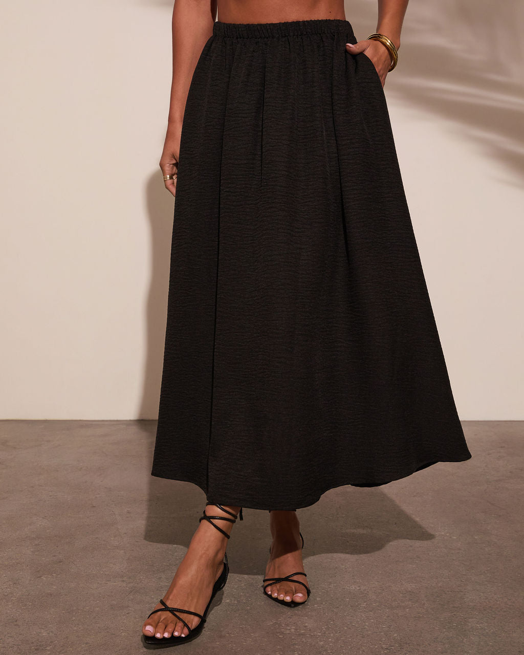 Selangie Pleated Crinkle Maxi Skirt-Vogue Logic