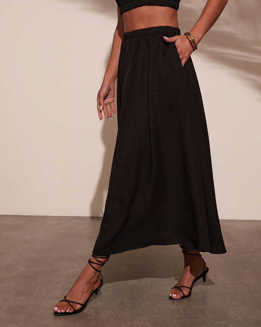 Selangie Pleated Crinkle Maxi Skirt-Vogue Logic
