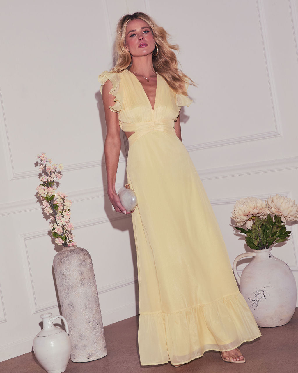 Sunsational Cut Out Chiffon Maxi Dress-Vogue Logic