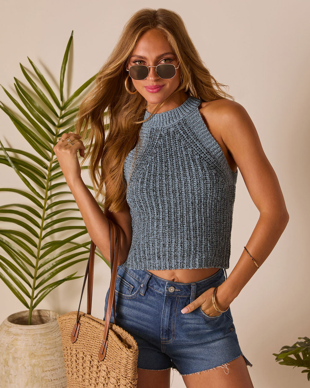Sayven Mock Neck Knit Tank-Vogue Logic
