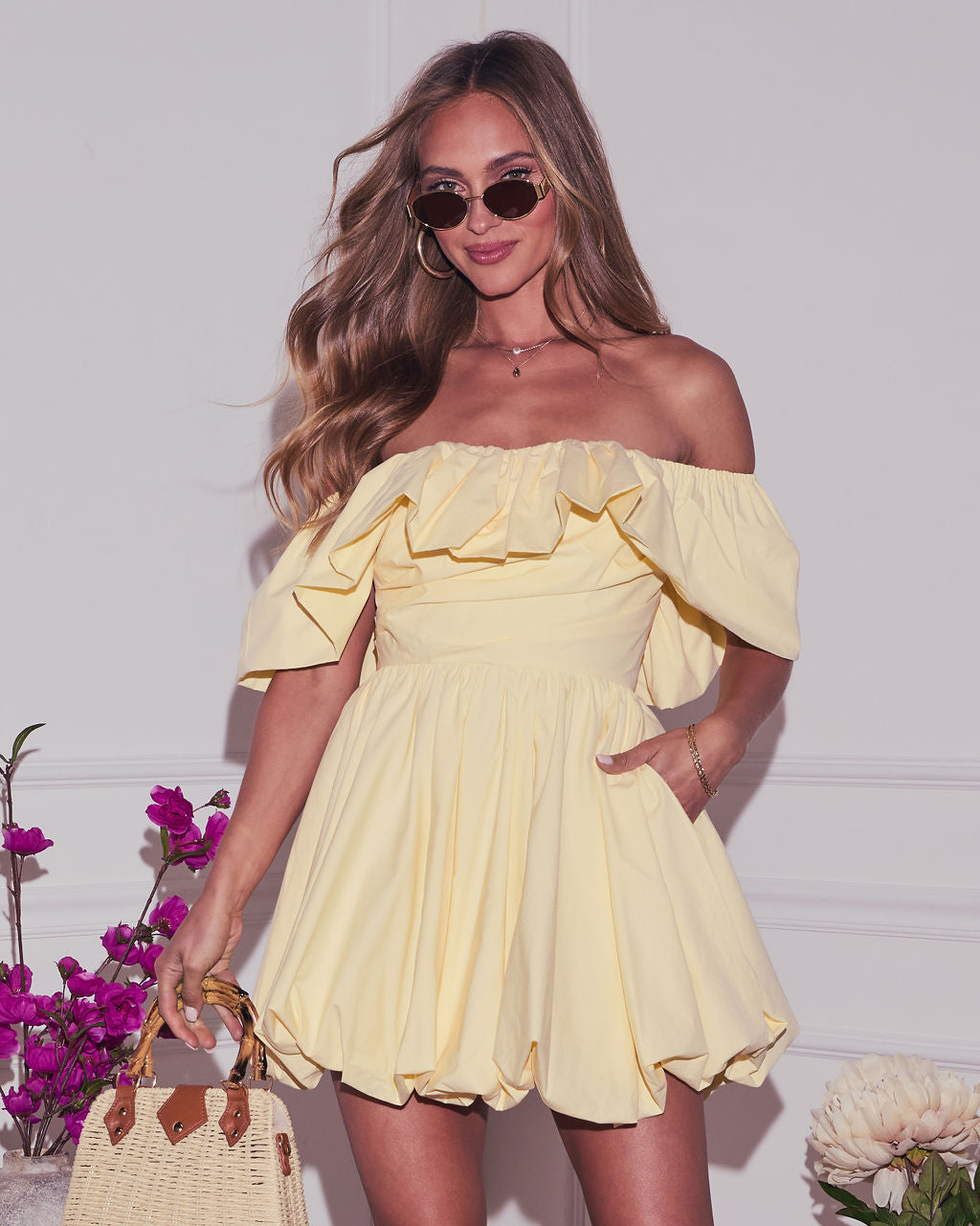 Portia Ruffle Off The Shoulder Mini Dress-Vogue Logic