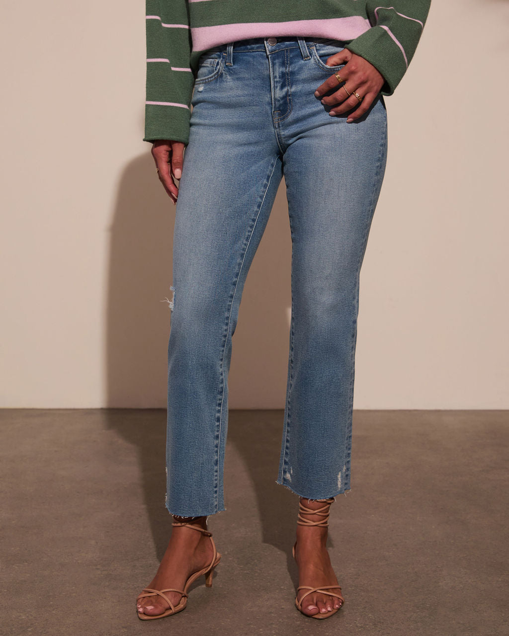 Lainie Super Stretch Distressed Straight Leg Jeans-Vogue Logic