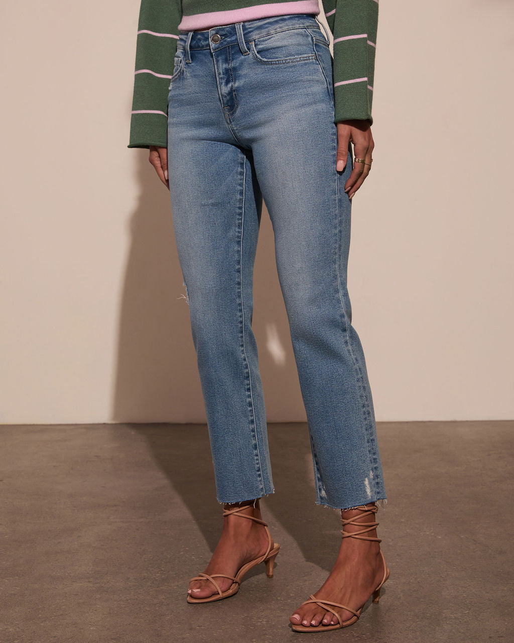 Lainie Super Stretch Distressed Straight Leg Jeans-Vogue Logic