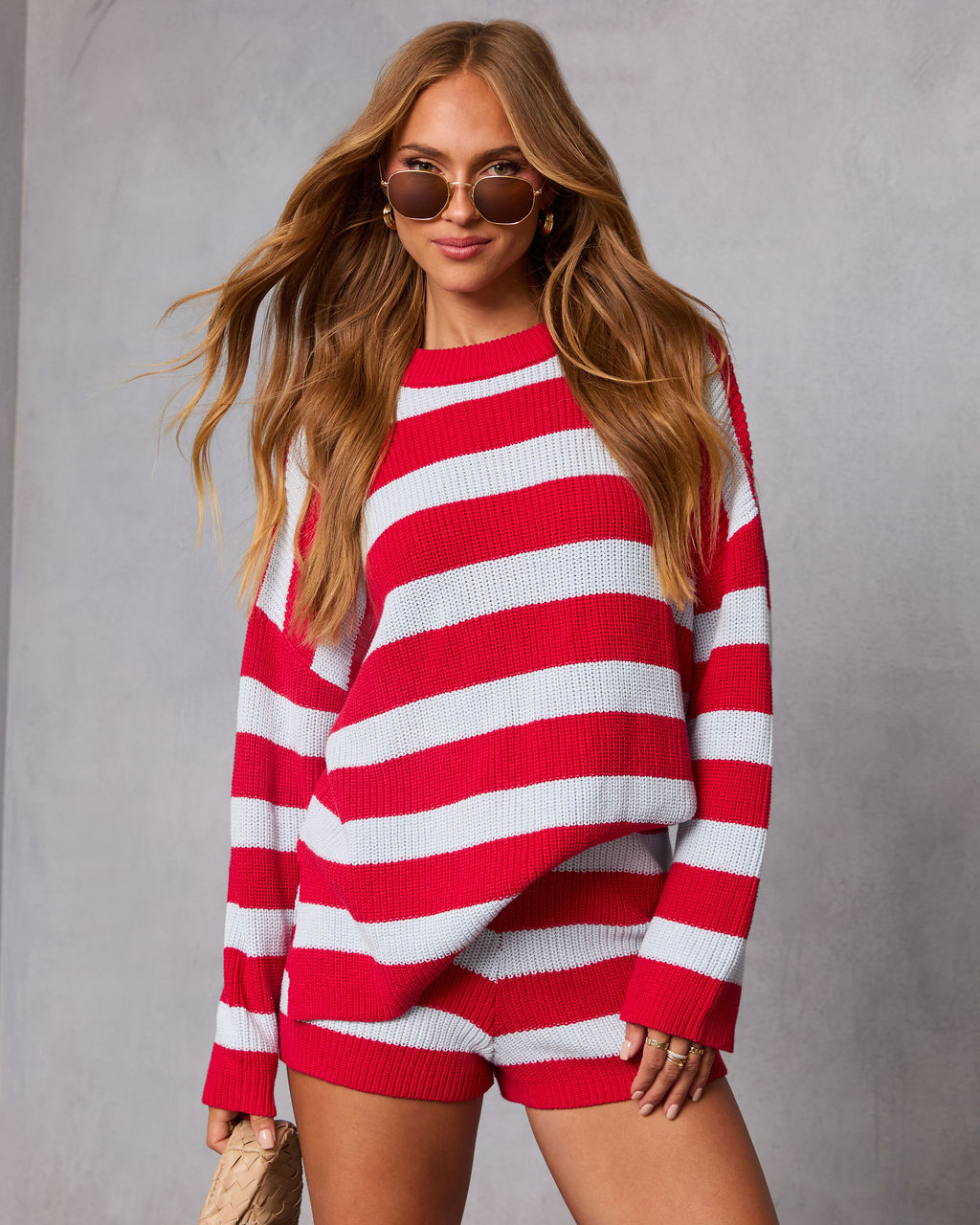 Galilea Striped Long Sleeve Sweater-Vogue Logic