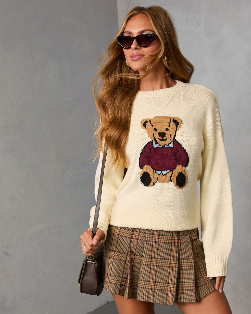 Autumn Ivy Teddy Bear Graphic Sweater-Vogue Logic