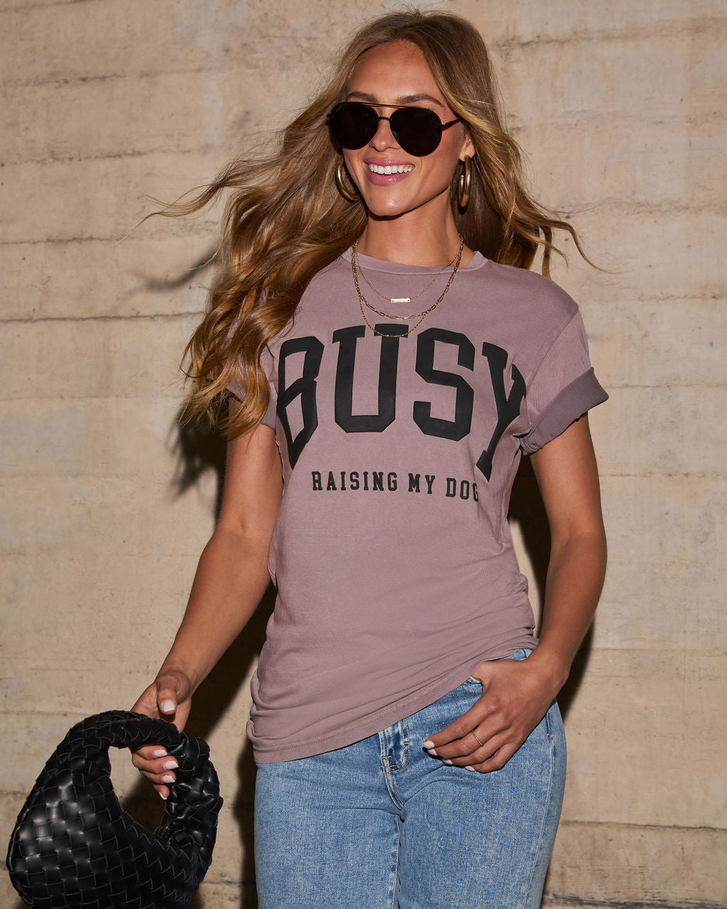 Busy Raising My Dog Short Sleeve Graphic Tee-Vogue Logic