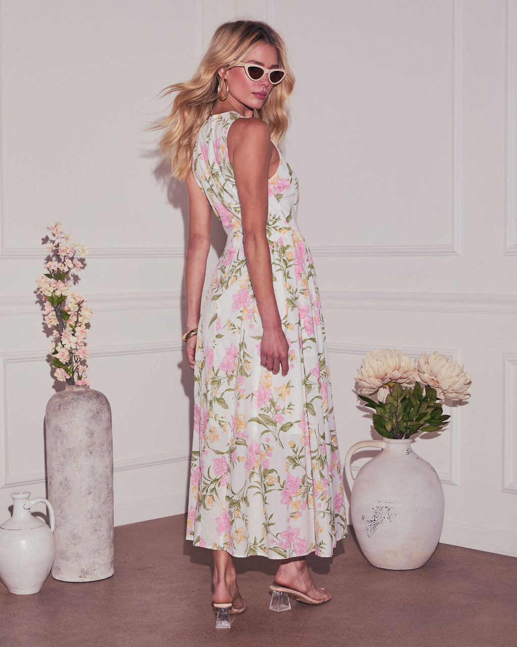 Daija Floral Keyhole Midi Dress-Vogue Logic