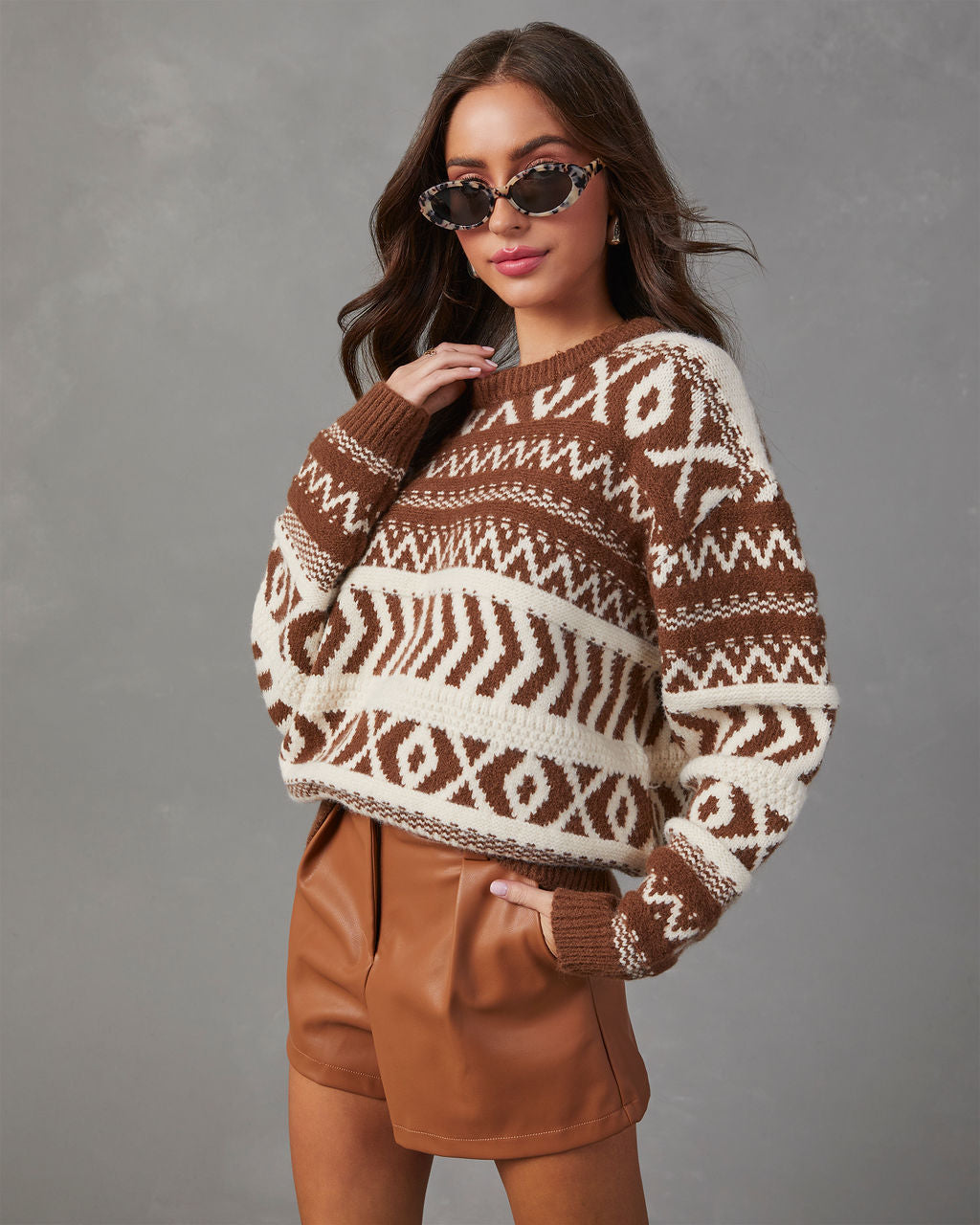 Dean Abstract Print Pullover Sweater-Vogue Logic