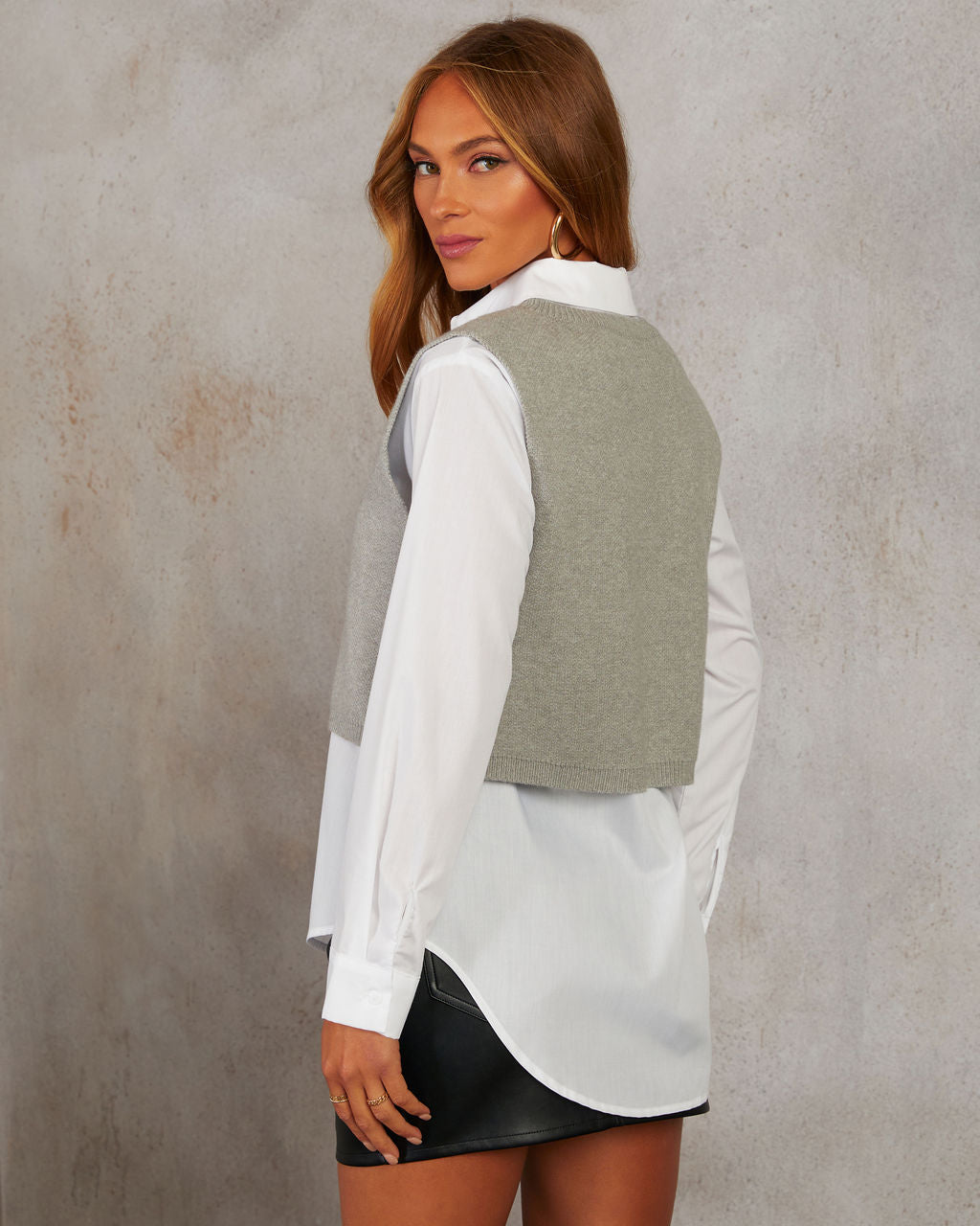 Prep Up Long Sleeve Top With Vest-Vogue Logic
