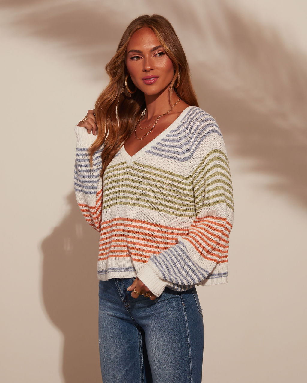 Yara Striped Oversized Pullover Sweater-Vogue Logic