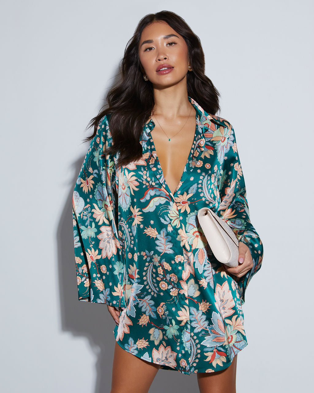 Desert Express Satin Floral Tunic-Vogue Logic