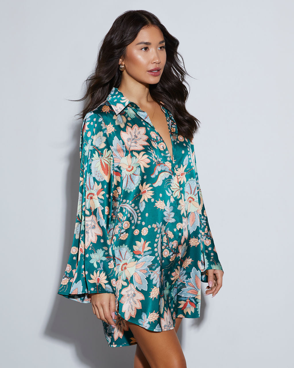 Desert Express Satin Floral Tunic-Vogue Logic