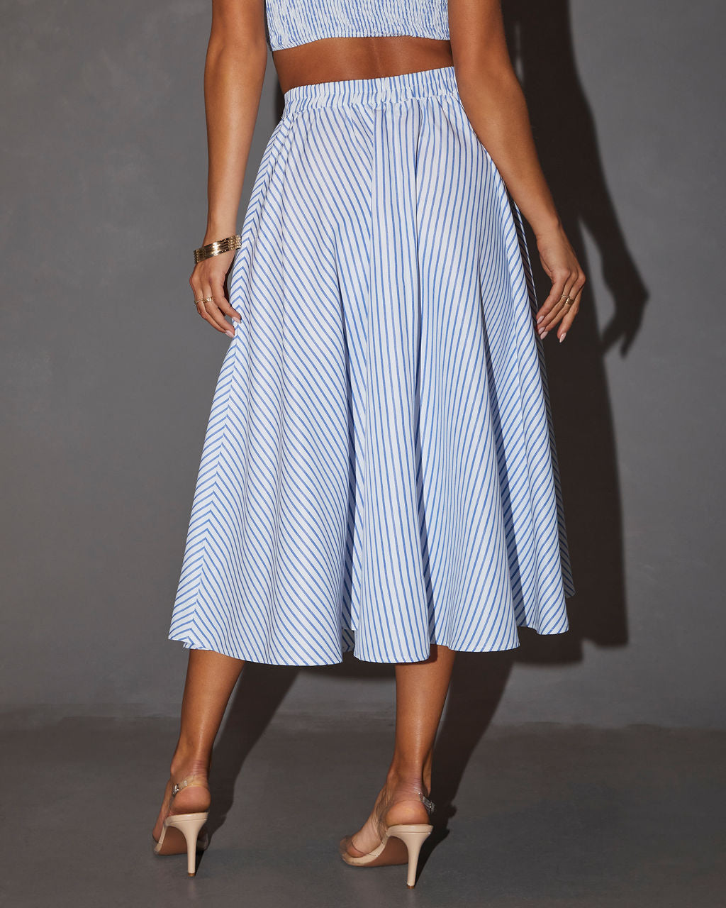 Lorie High Waisted Striped Midi Skirt-Vogue Logic