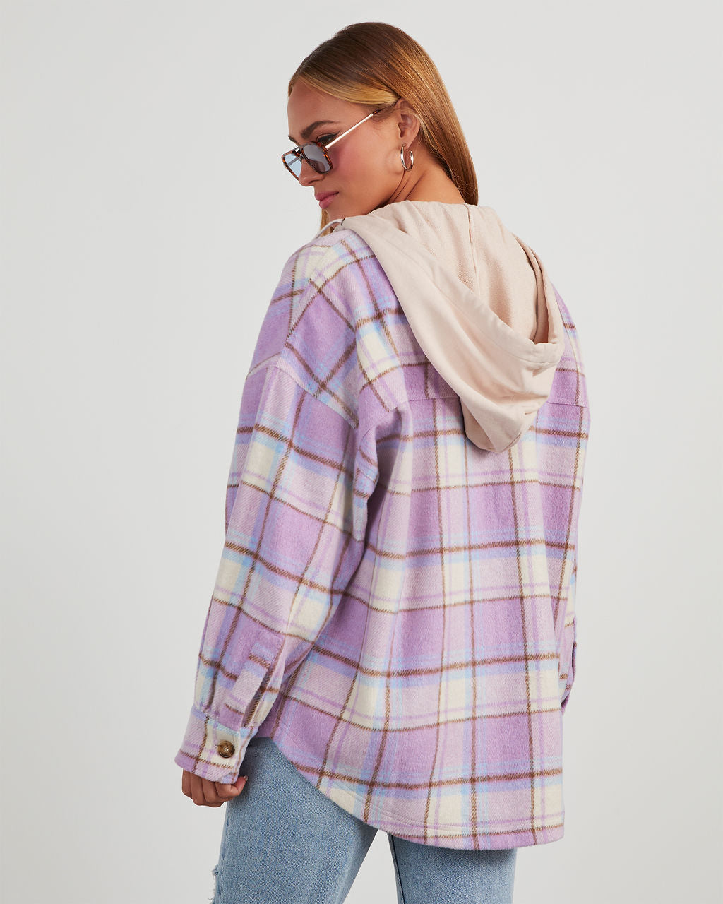 Vaughn Plaid Hooded Shacket-Vogue Logic