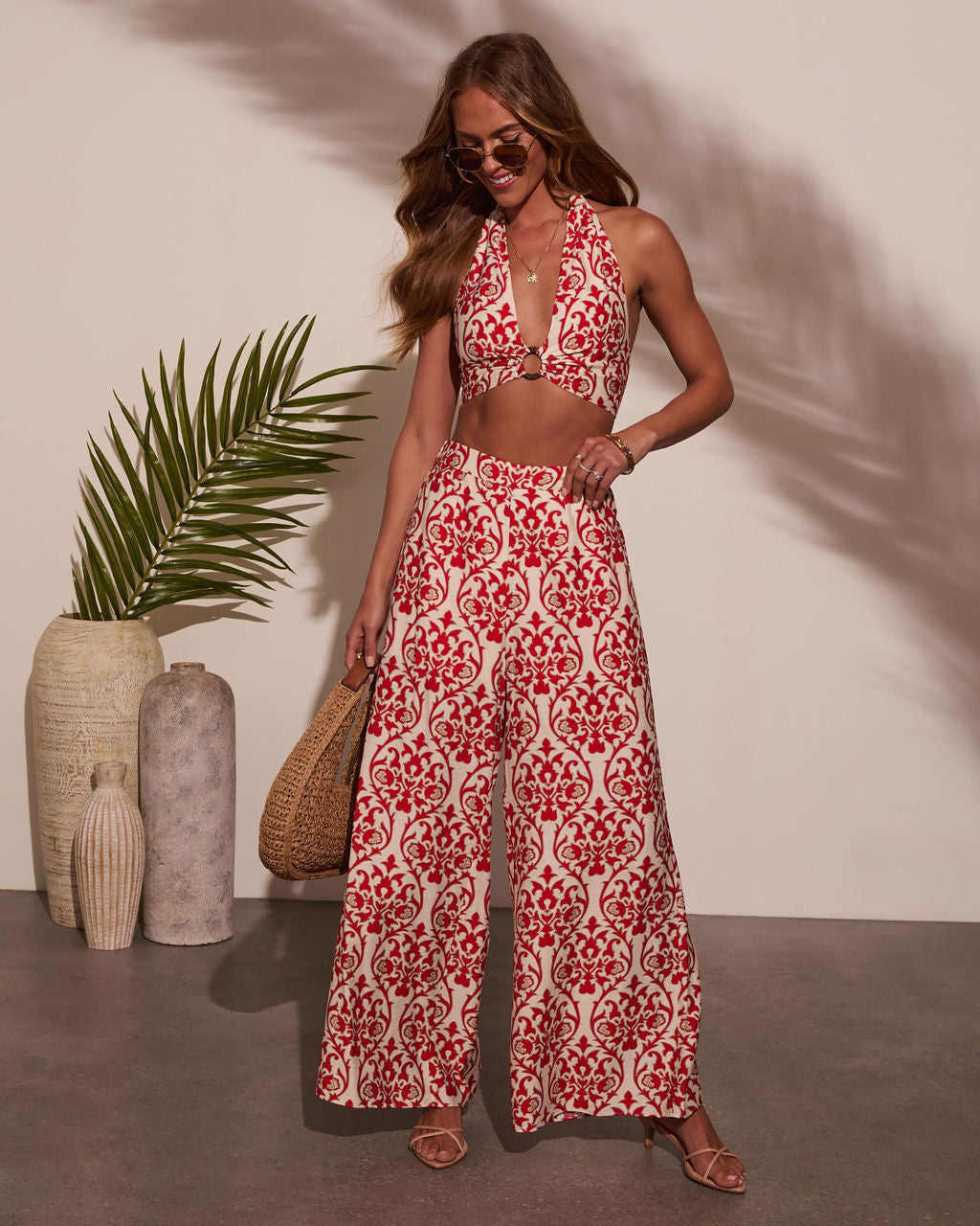 Deep Trance Abstract Wide Leg Pants-Vogue Logic