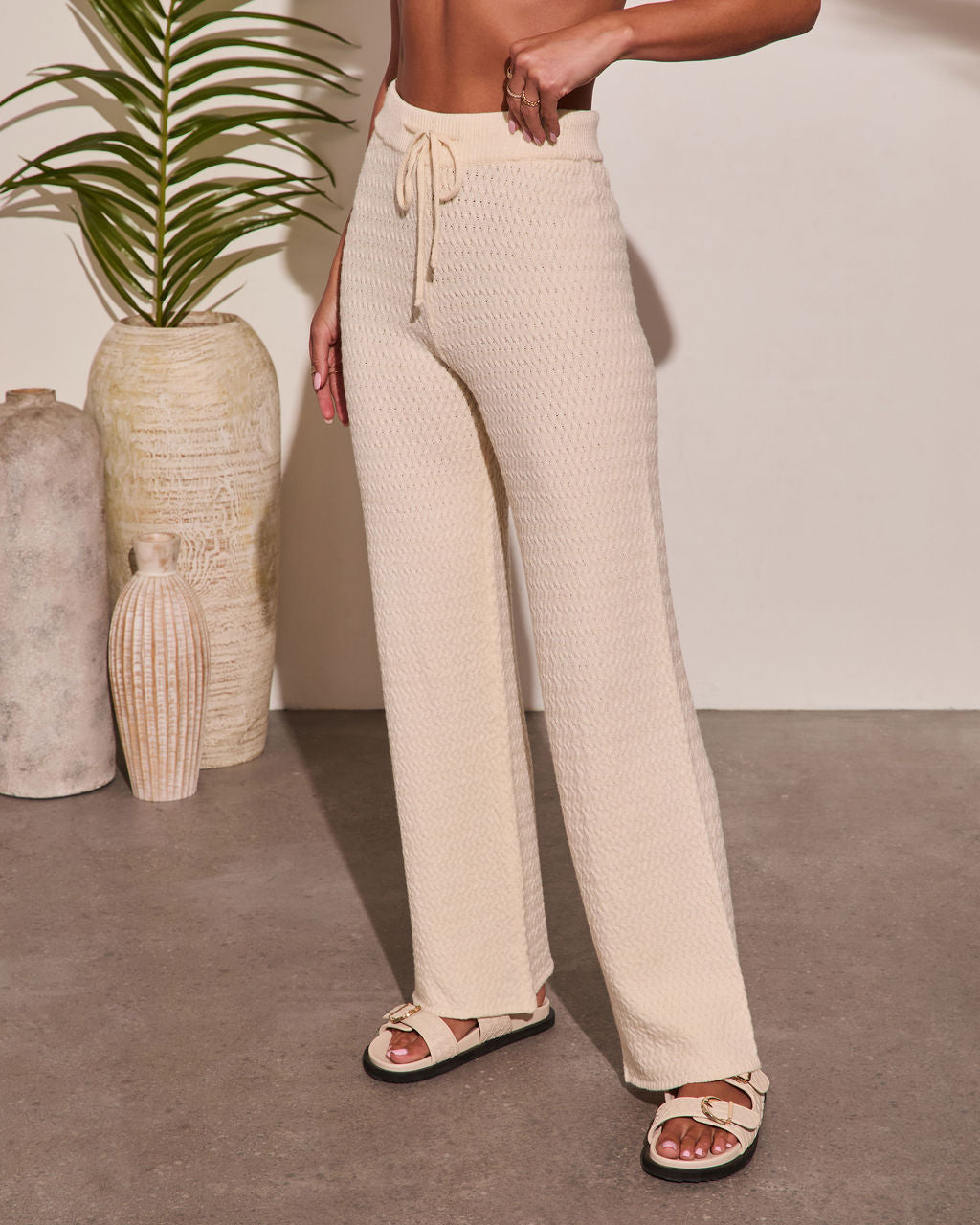 Lost In Laguna Knit Wide Leg Pants-Vogue Logic
