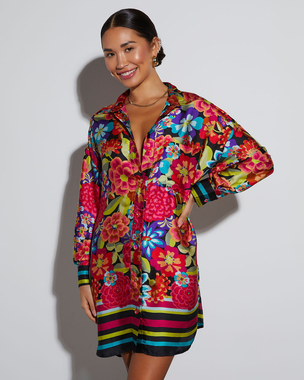 Coveted Button Down Shirt Dress-Vogue Logic