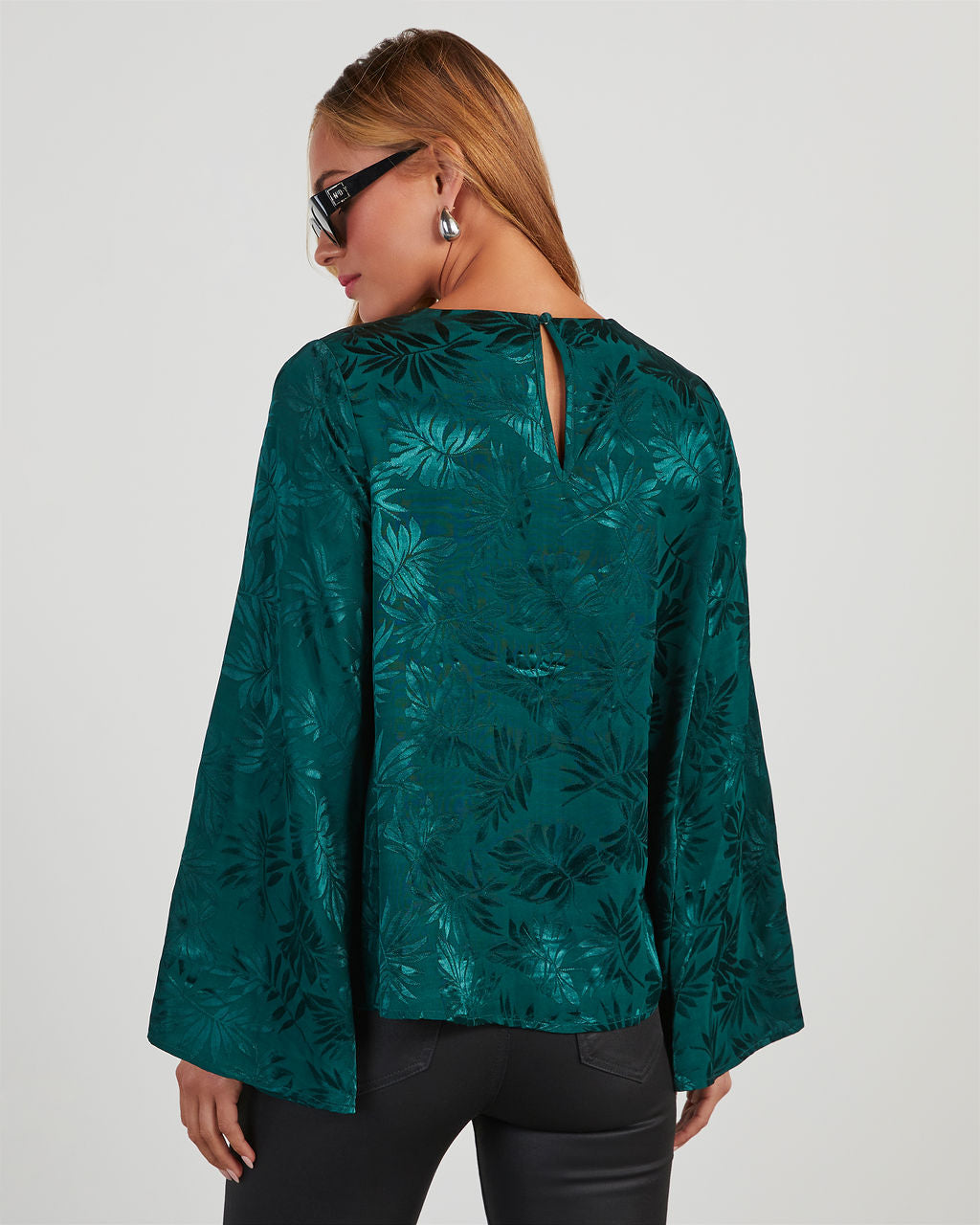 Odette Embossed Wide Sleeve Top-Vogue Logic