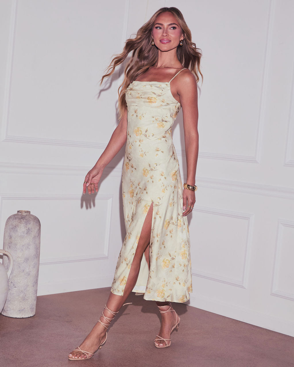 Kobie Satin Floral Maxi Dress-Vogue Logic