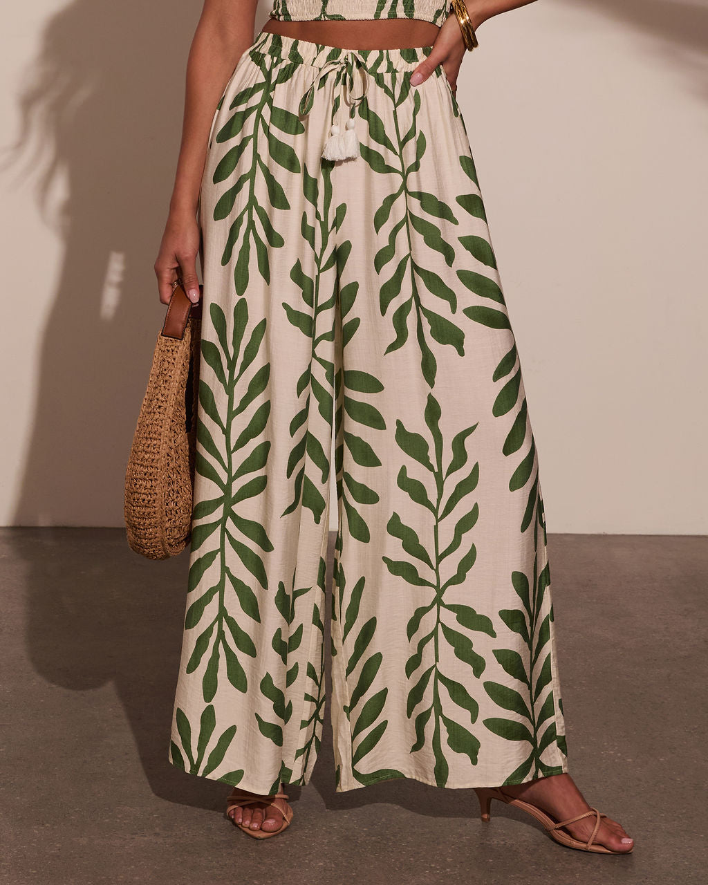 Sol Escape Tropical Drawstring Pants-Vogue Logic