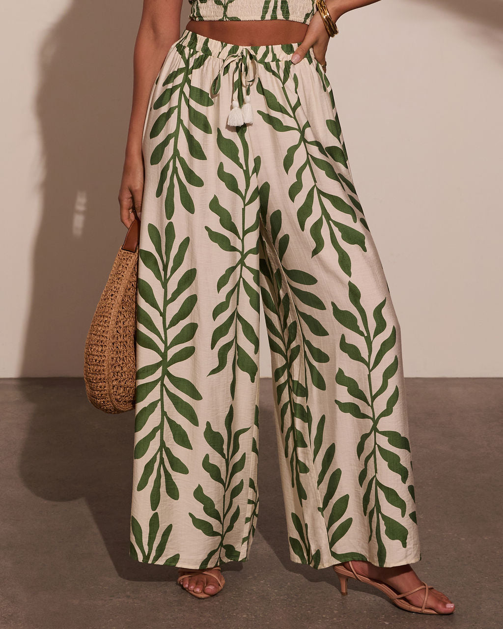 Sol Escape Tropical Drawstring Pants-Vogue Logic